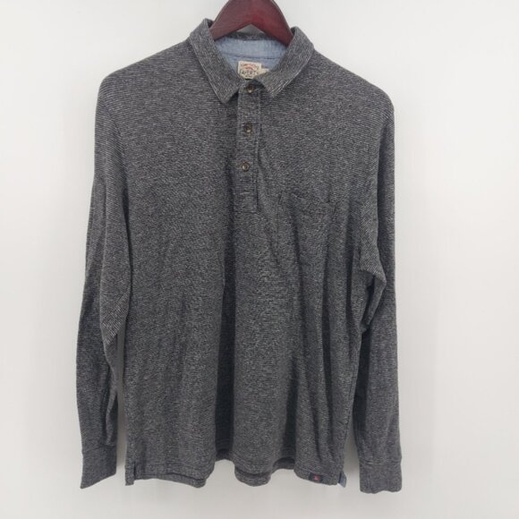Faherty Gray Stripe Long Sleeve Movement Polo Size Large - Picture 5 of 14
